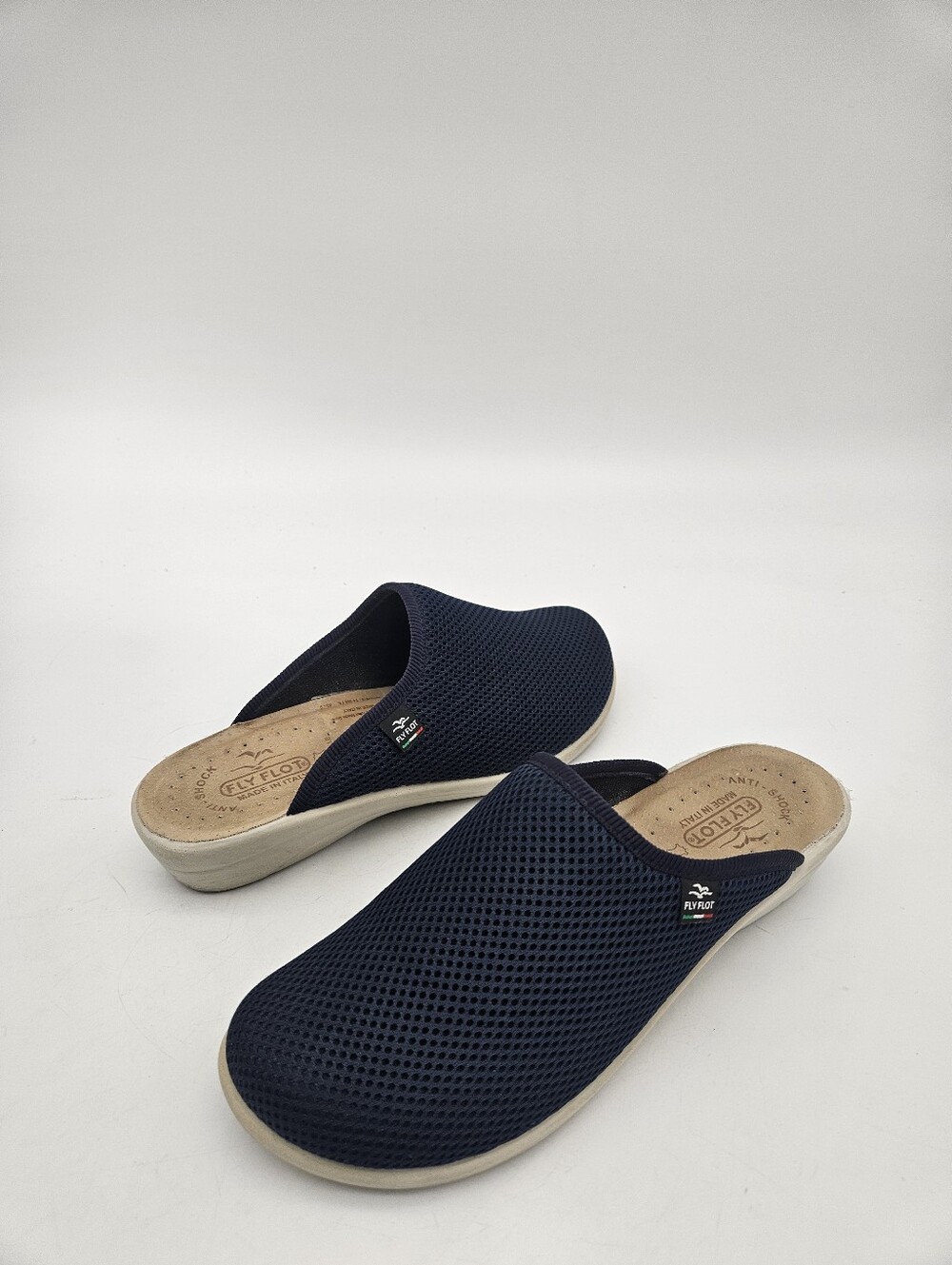 Fly Flot Womens Anatomic Anti-Shock Mesh Clogs Navy Made in Italy Size 9